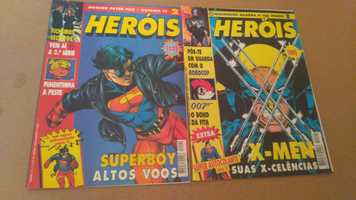 2 Revistas Heróis de 1996 com raro cromo incluídos