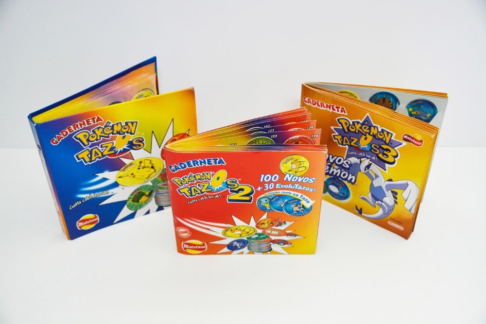 GRÁTIS Portes Colecções TAZOS + CADERNETAS Pokemon 1, 2 e 3 Completas