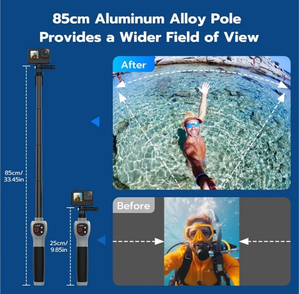 Selfie Stick à prova de água para Gopro Hero