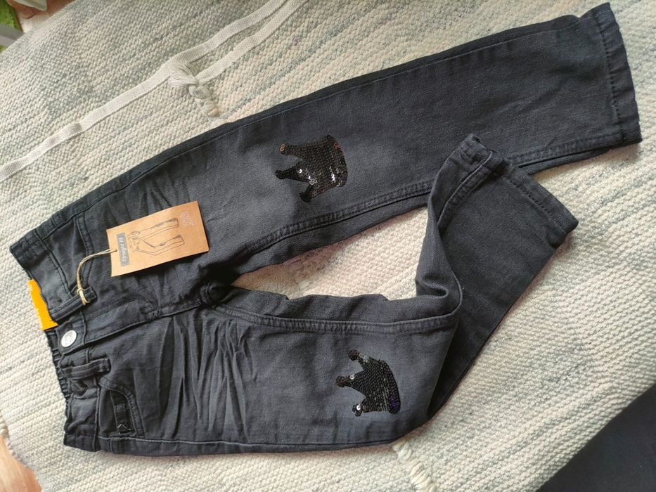 jeansy dziewczęce 104 nowe ocieplane