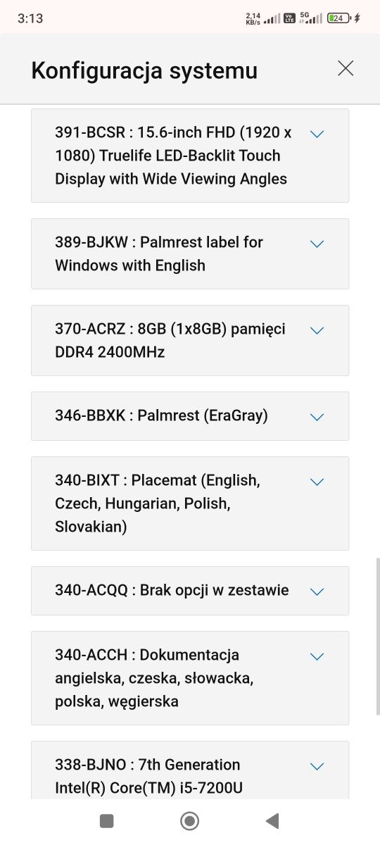 Dell Inspiron 15 seria 5000 idealny dotykowy ekran