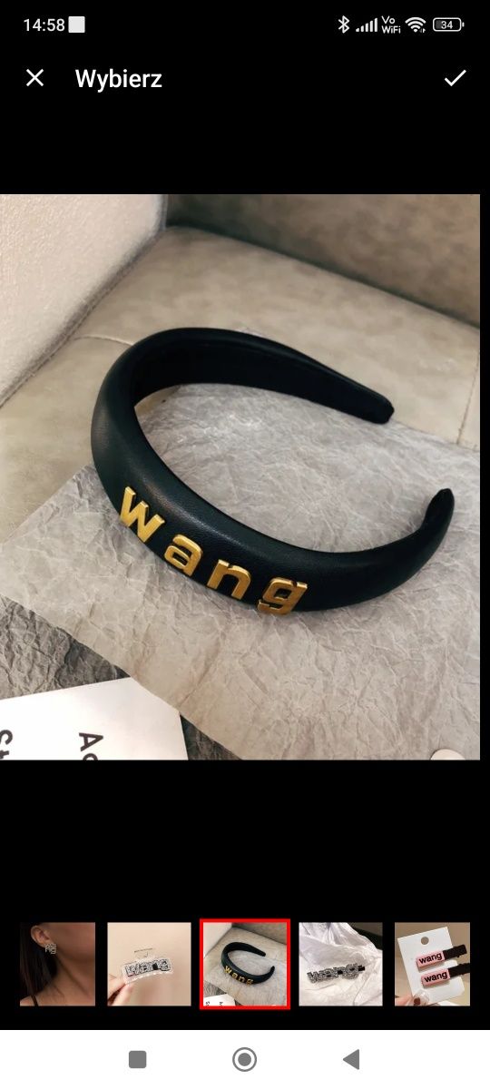 Opaska na głowę i włosy logo Wang