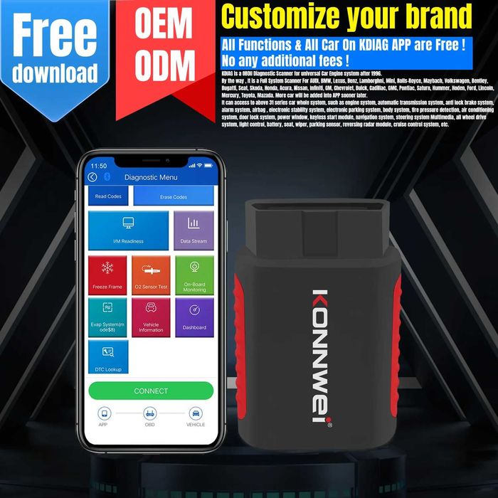 Tester diagnostyczny OBD2 KONNWEI KDIAG