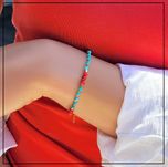 Bransoletka z turkusowo-czerwonych kamieni – Srebro 925 pozłacane