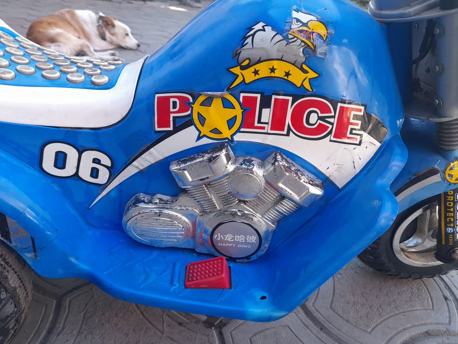 Детский трехколесный электрический мотоцикл велосипед