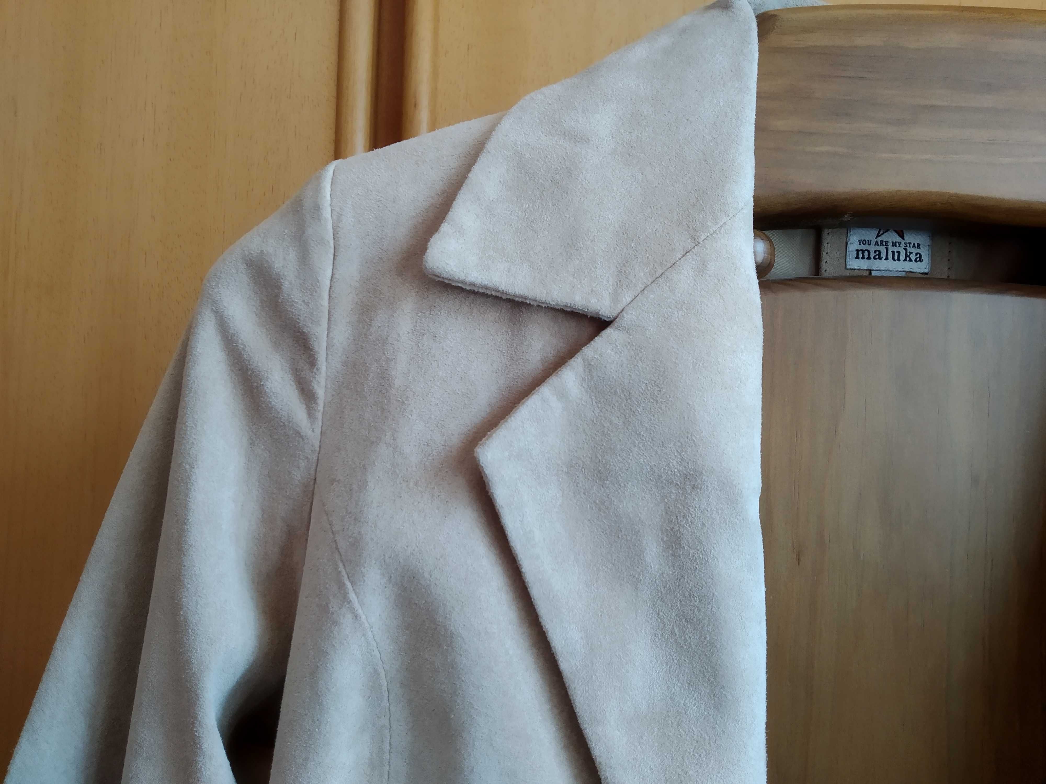 (PORTES GRÁTIS) Casaco/Blazer de Mulher em Pele Camurça Genuína (M)