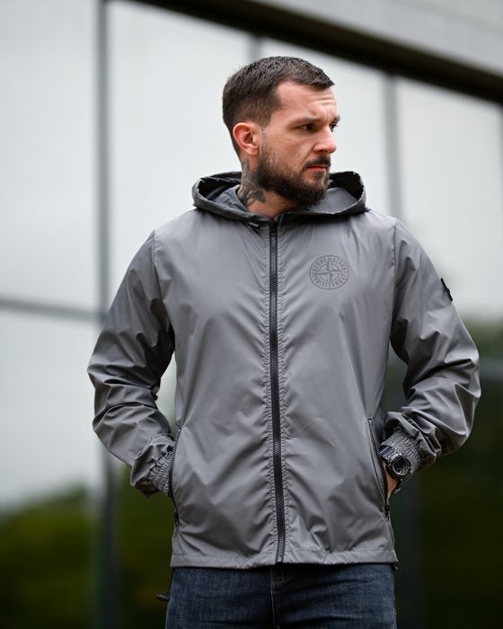 Ветровка Stone Island Плащевка Stone Island Курта Стон Исланд Серая