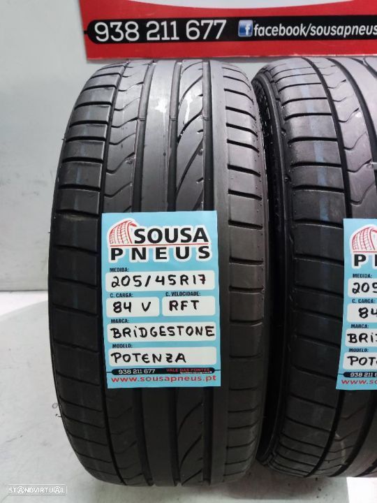 2 pneus semi novos 205-45r17 bridgestone rft - oferta dos portes