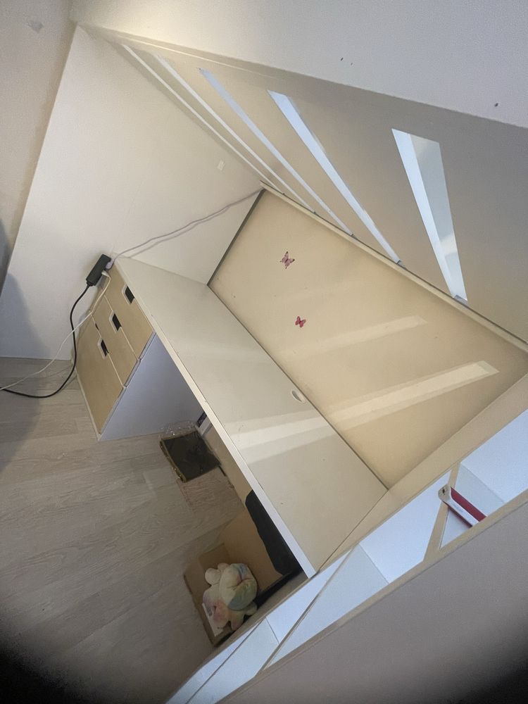 Lozko piętrowe z biurkiem i szafą IKEA