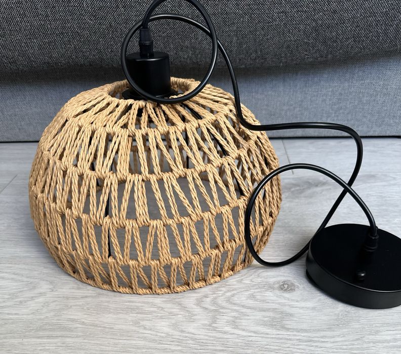 Rattanowa Lampa Wisząca Boho Vintage Piękna