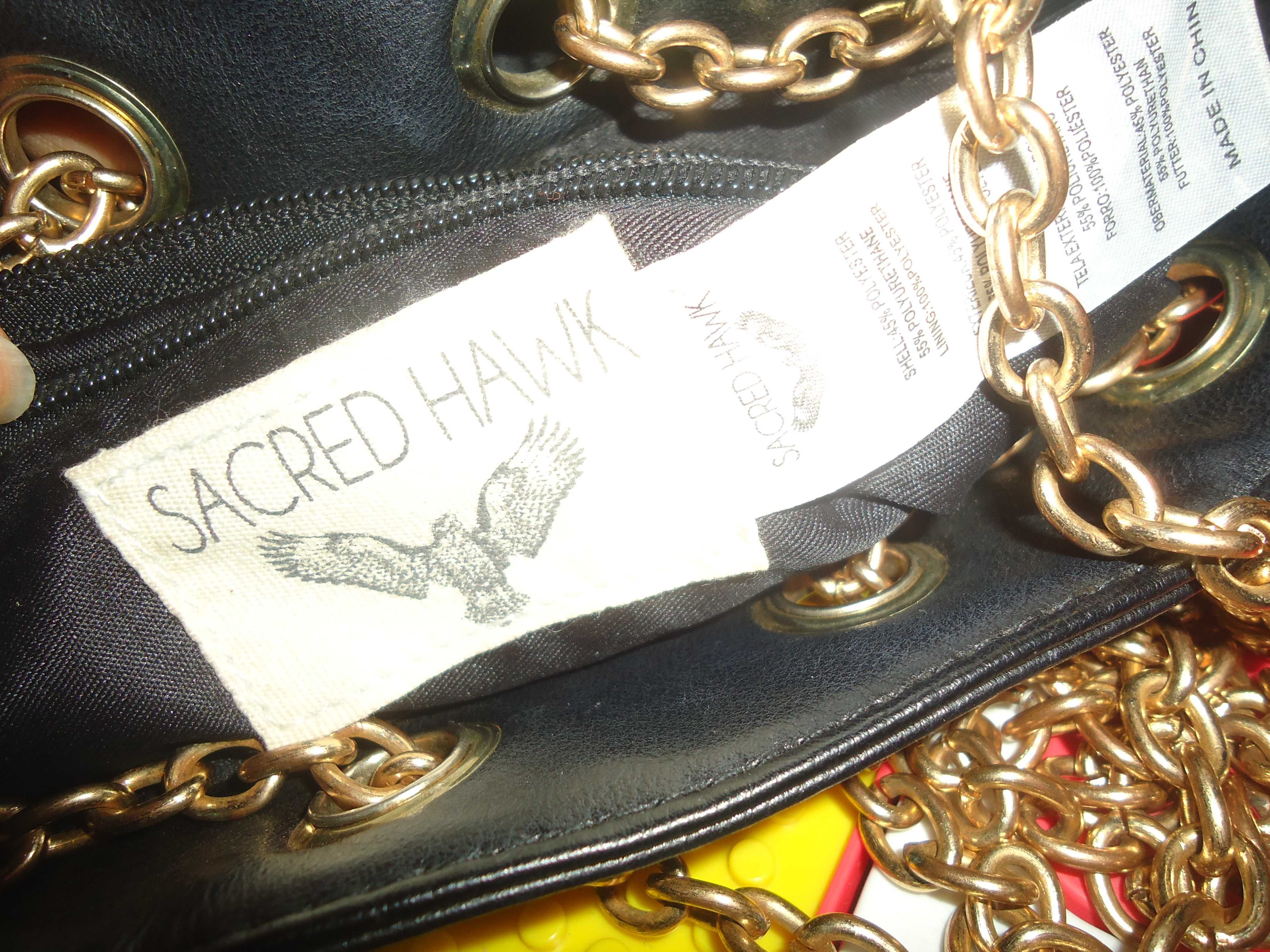Sacred Hawk Torebka Torba typu Bucket Bag Czarna czaszka rogi barana
