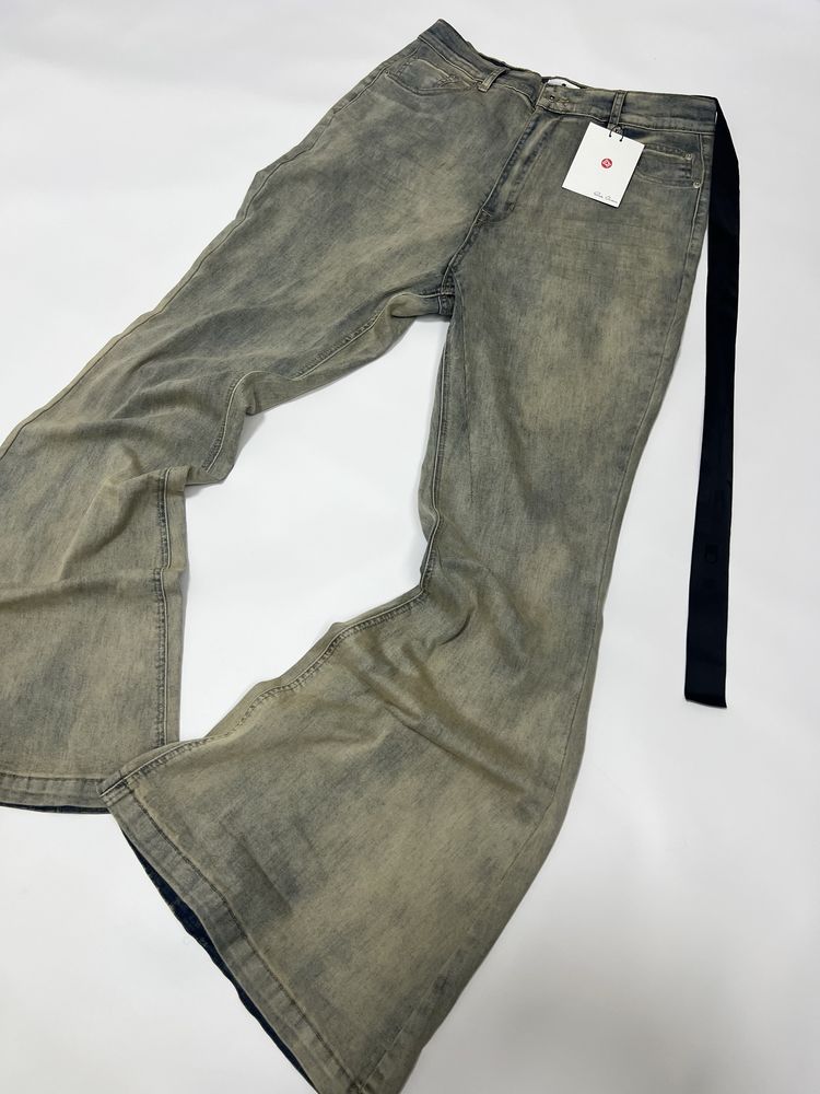 Штаны джинсы клеш flared Rick Owens washed dirty fit opium archive M-L