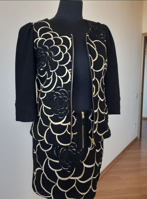 Etincelle couture Франция костюм M/L 46/48р пиджак рукав юбка шерсть.