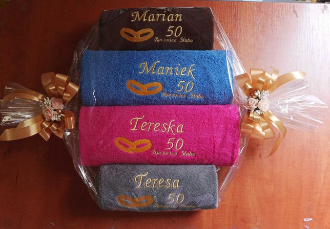 Komplet Ręczników z haftem na Jubileusz Rocznicę Ślubu