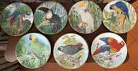 Coleção pratos pintados com aves