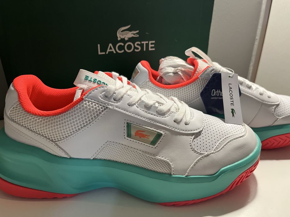 Oryginalne buty meskie sneakersy Lacoste sportowe skorzane biale 44