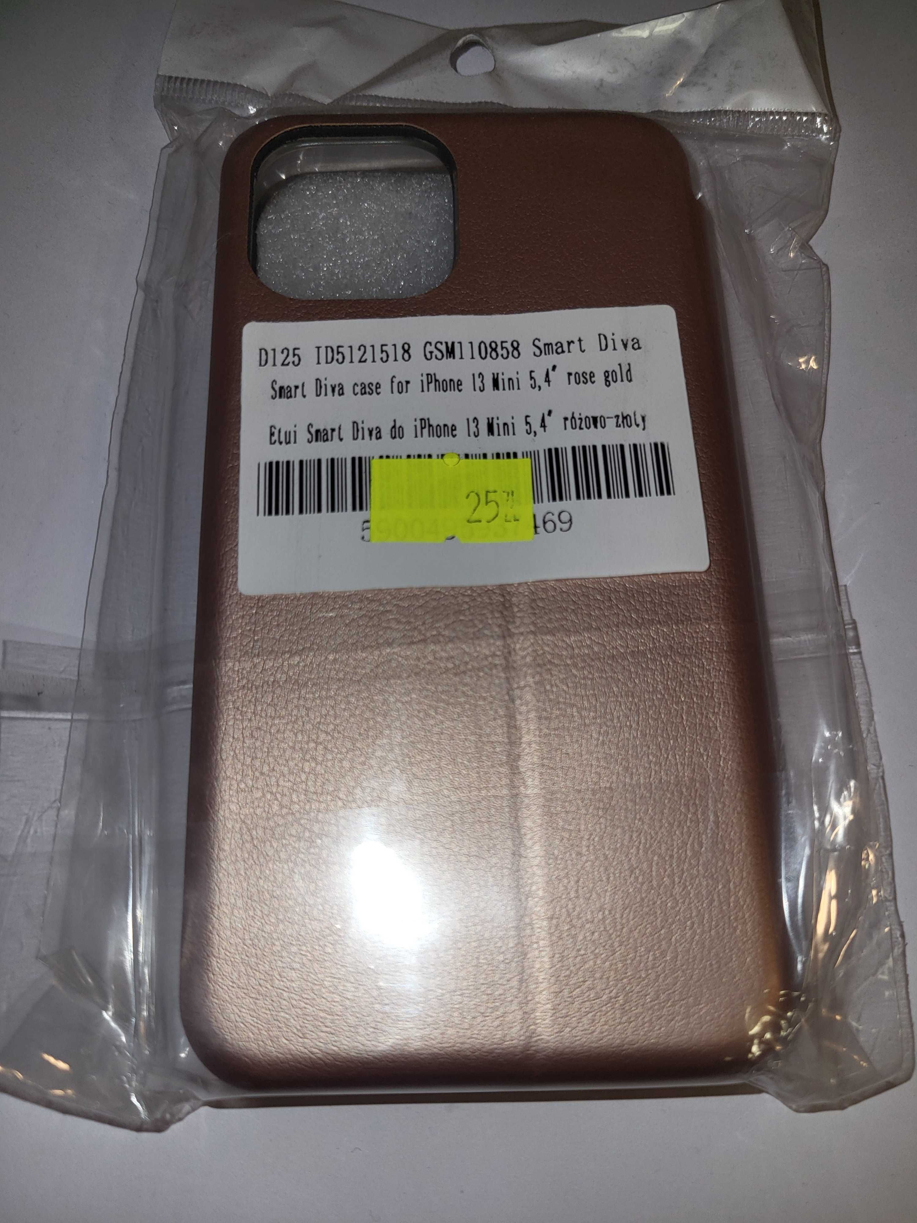 Futerał zamykany bocznie do iPhone 13 mini - rose gold (ekoskóra)