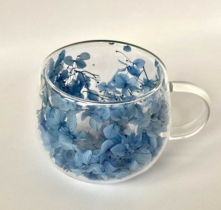Чашка з подвійним дном із блакитними сухоцвітами, 300 мл