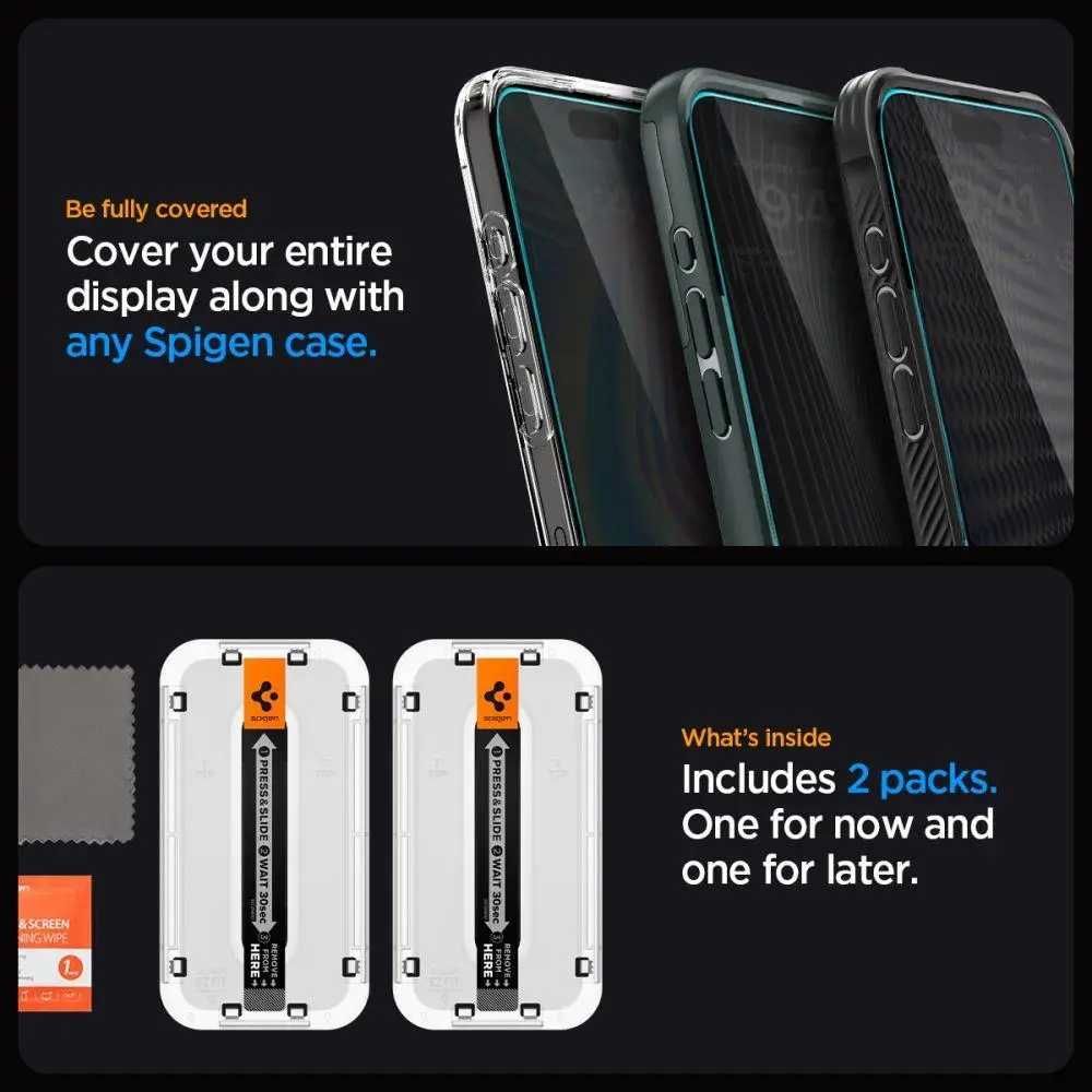 Защитное стекло Spigen Glas.tR EZ FIT Privacy 2-Pack iPhone 15 Pro