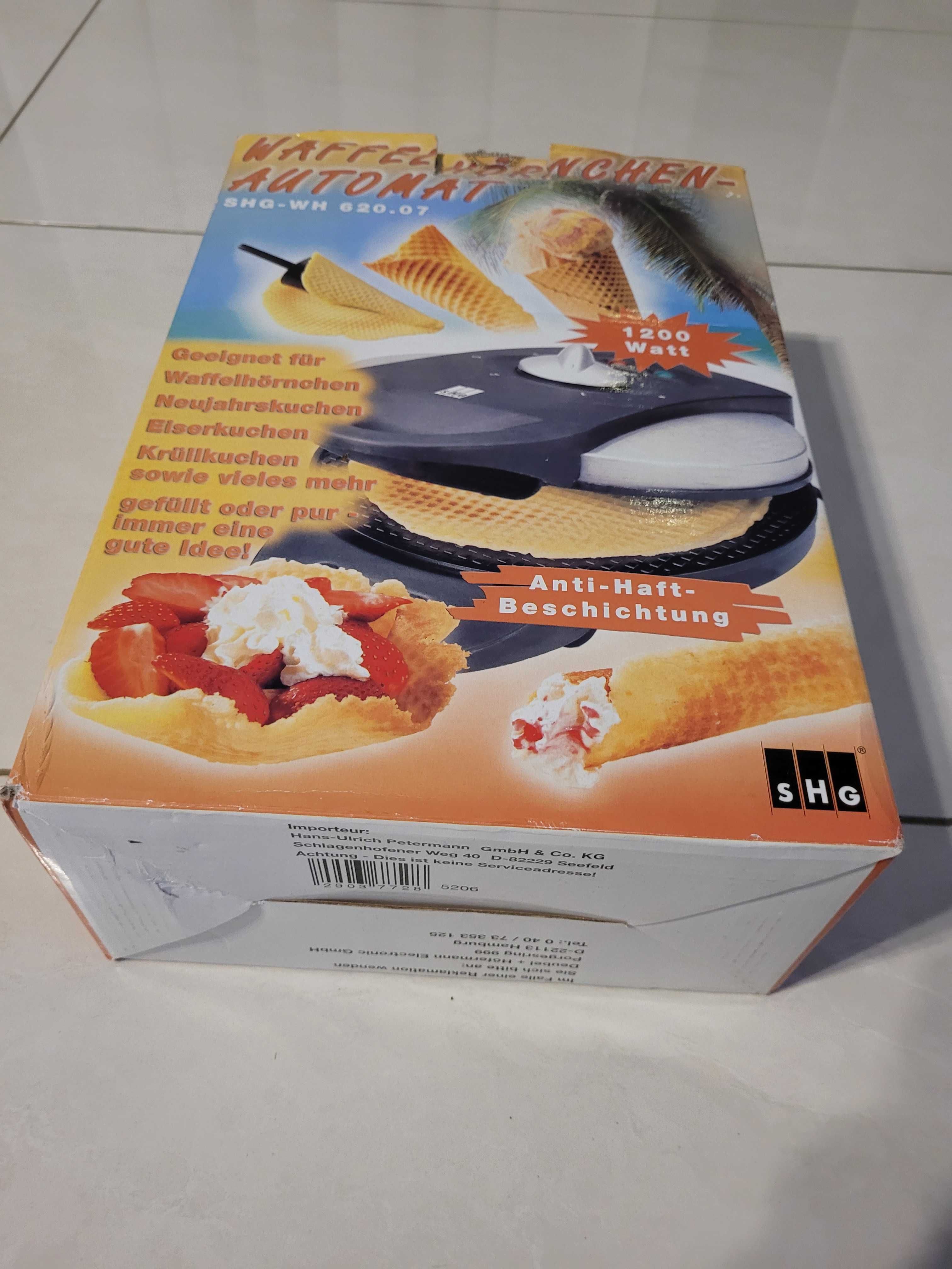 Wypiekacz do wafli rożków mocny, wafelnica  1200 watt