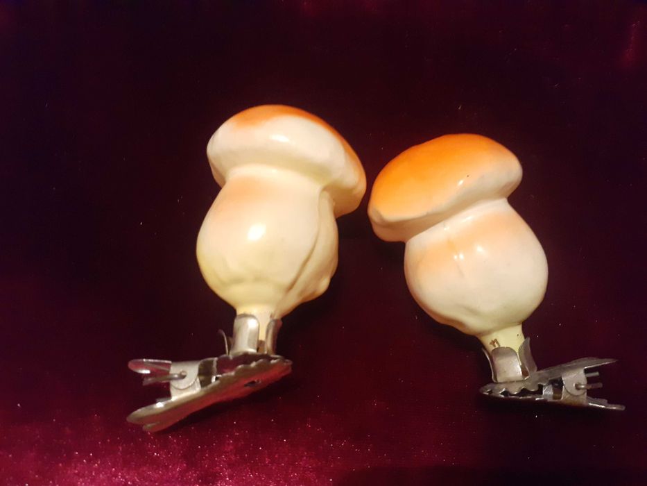 Елочные игрушки старинные на прищепках Сова, Цыплыта, грибы, СССР