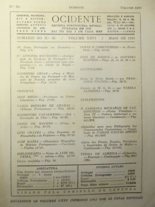 revista Ocidente, de maio de 1945