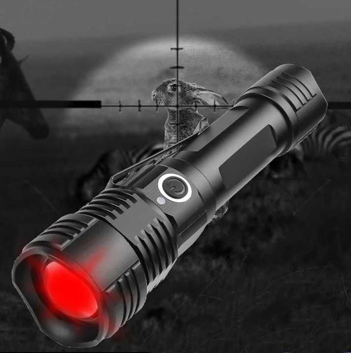 Latarka myśliwska na zwierzynę 4-KOLORY 4-LED USB