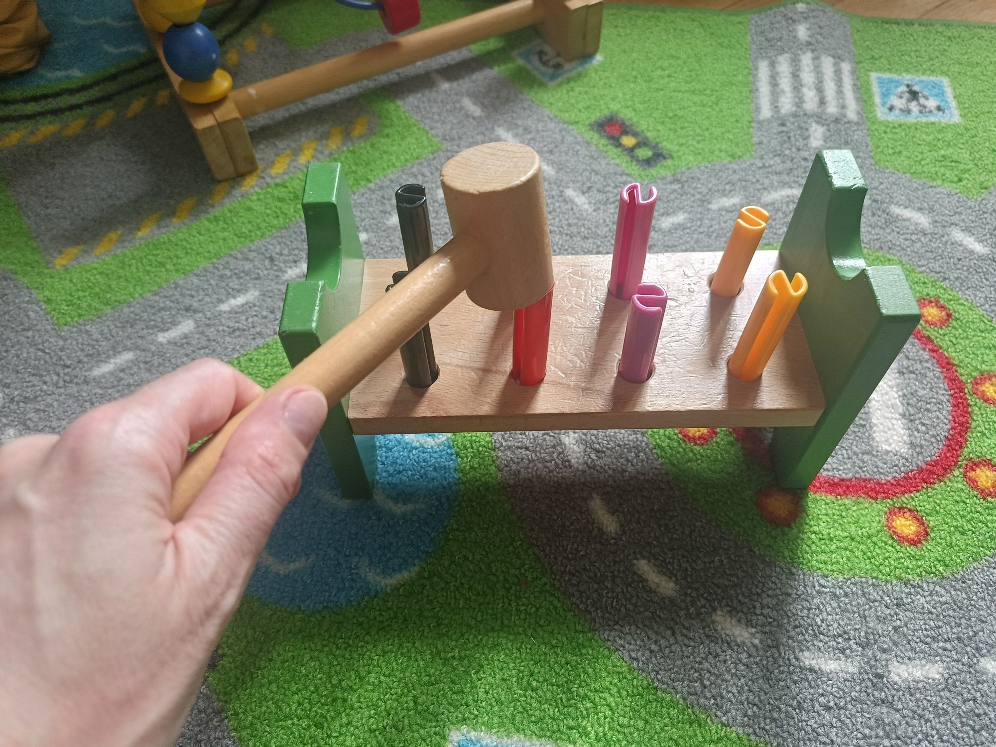Zestaw Ikea Mula zabawki przeplatanka drewniana i kołeczki do wbijania