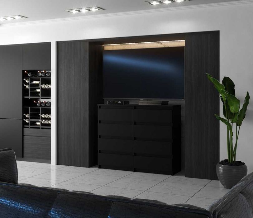 Komoda Hugo 8 Szuflad Nowoczesna Szafka 120cm Do Salonu Sypialni Duża