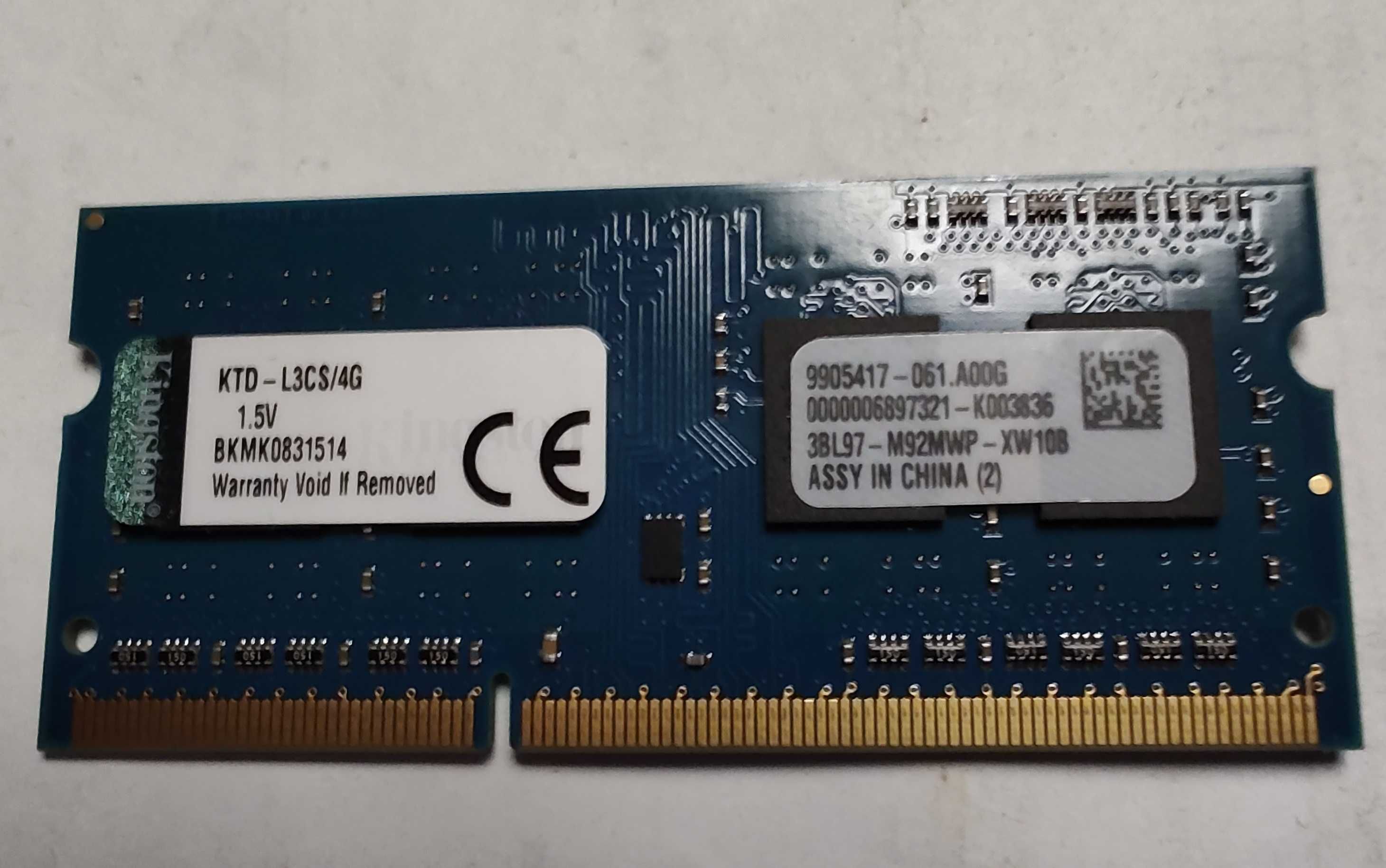 Планка памяті для ноутбука kingston so-dimm ddr3 1600 ktd-l3cs 4g 4гб