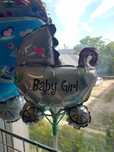 Balon wózek narodziny dla dziewczynki baby shower powitanie róż hell