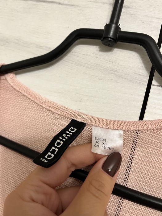 Jasnoróżowy sweterek XS H&M kardigan damski cienki sweter