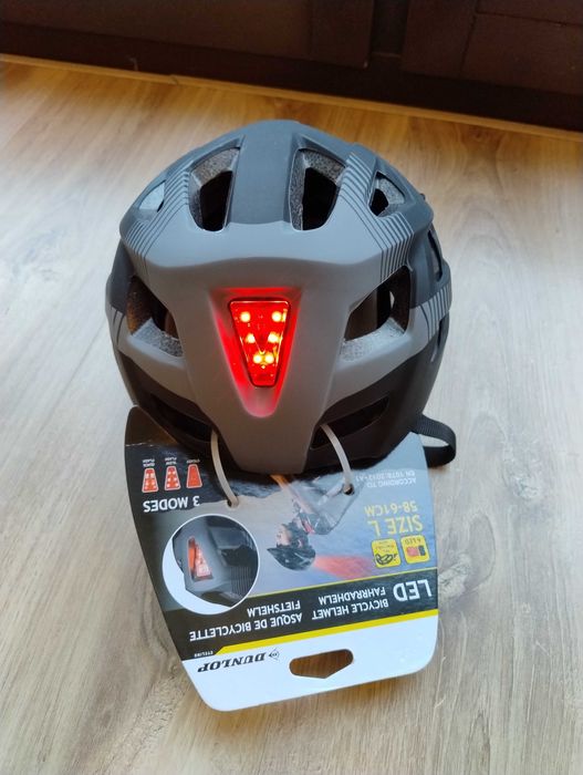 Kask Rowerowy Dunlop MTB 6xLED Czarno-Szary 58-61 cm wentylacja,daszek