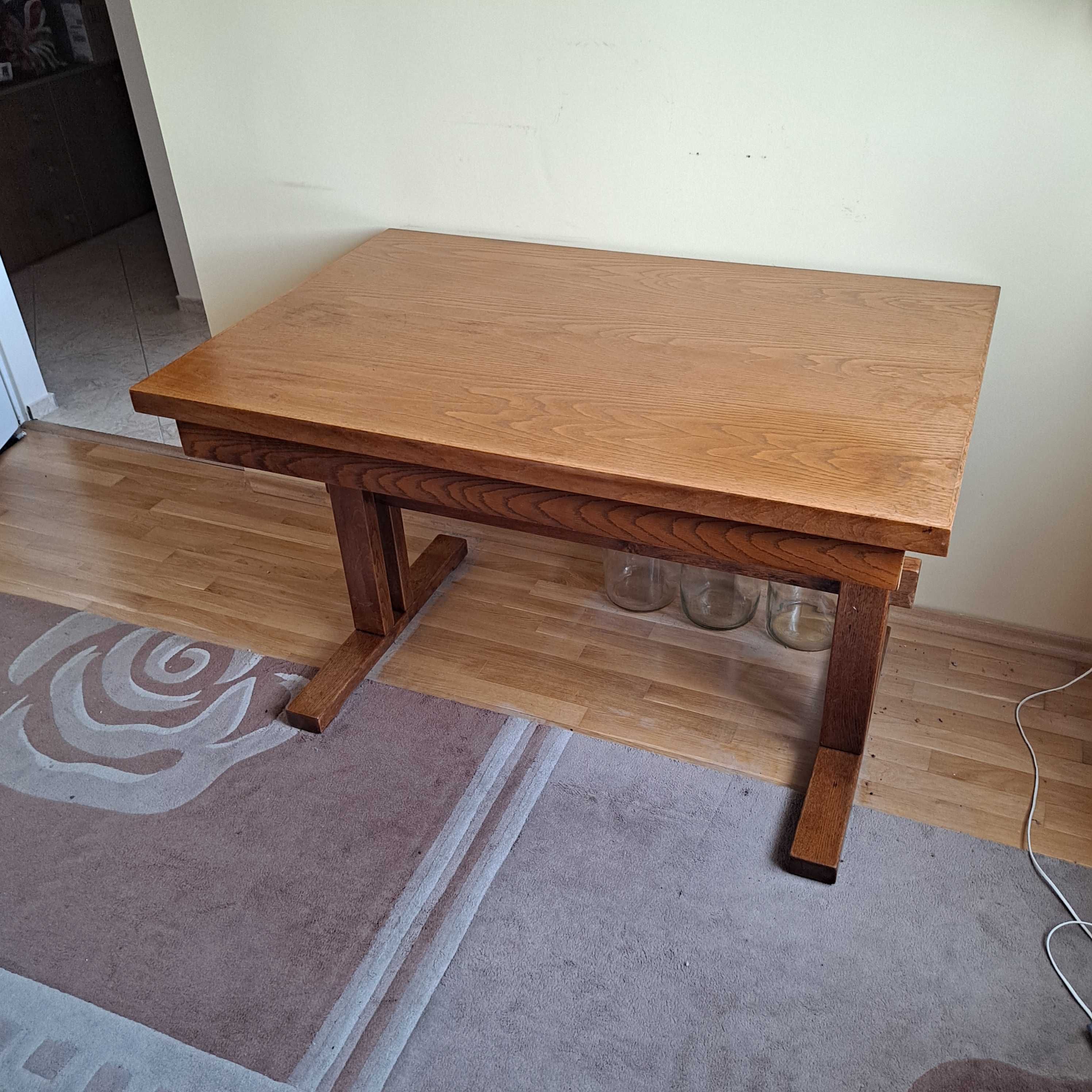 Stół dębowy 80x120 po rozłożeniu 200 solidny i mocny