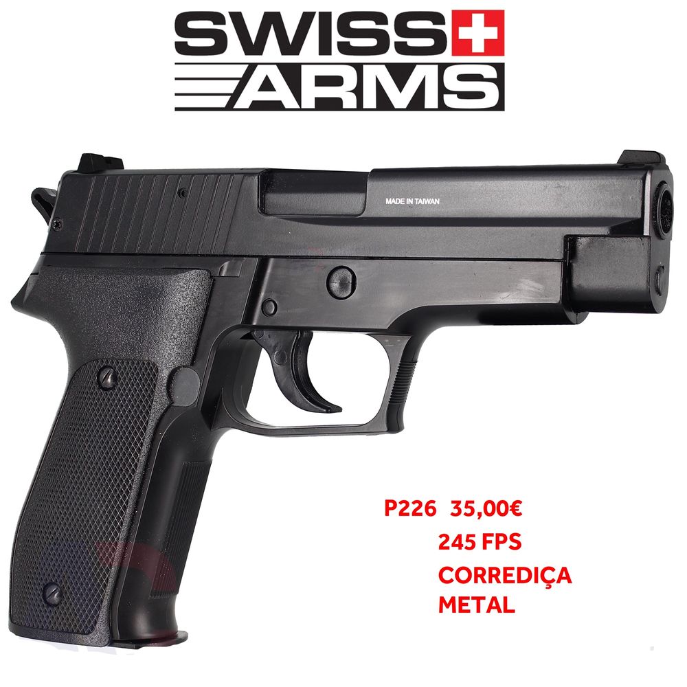 Pistola Airsoft de MOLA - SIG P226 - CZ 75D - COLT 25 - MP40 novas Plástico