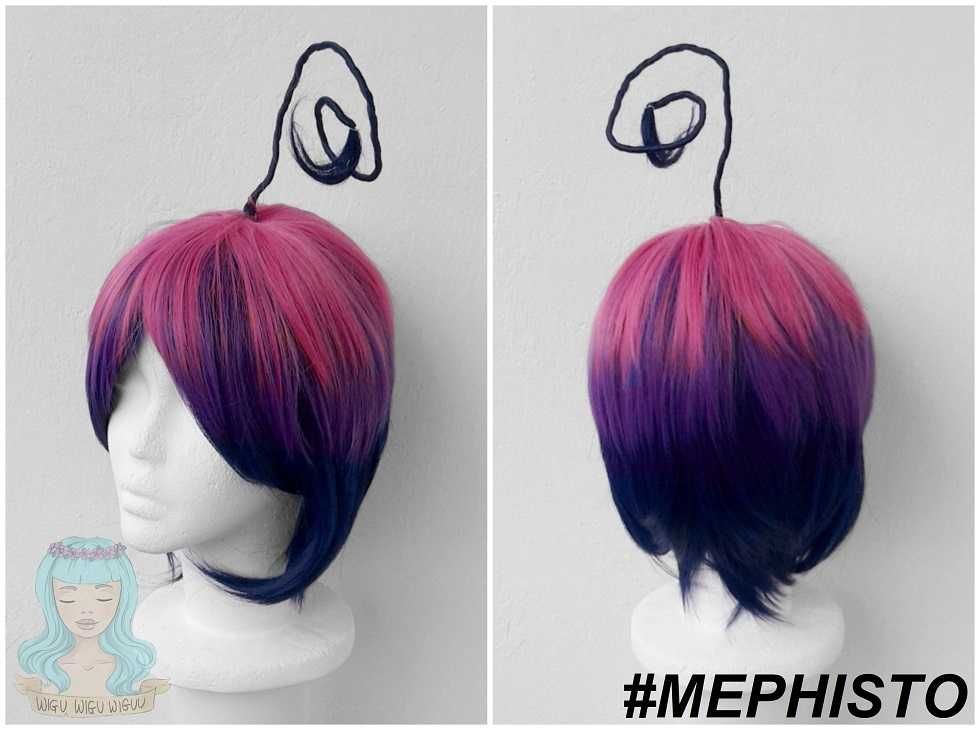 Mephisto Ao no Exorcist cosplay wig fioletowa różowa granatowa peruka