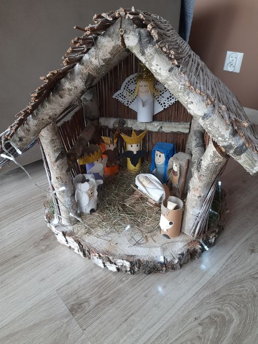 Szopka bożonarodzeniowa duża plaster drewna naturalna diy konkurs ozdo