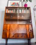 Witryna, biblioteczka retro, PRL, vintage.