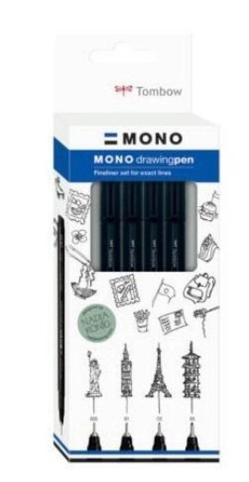 Cienkopis Mono drawing pen Bold 02, 04, 06, 08 Tombow pudełko,69x192