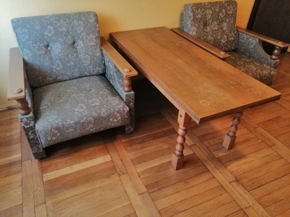 Wypoczynek Dębowy => Sofa+ 2 Fotele