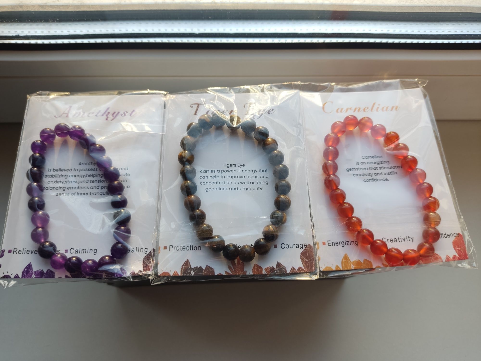 Браслет на руку из Аметис Тигровый глаз Карнелиан Tyger Eye Carnelian