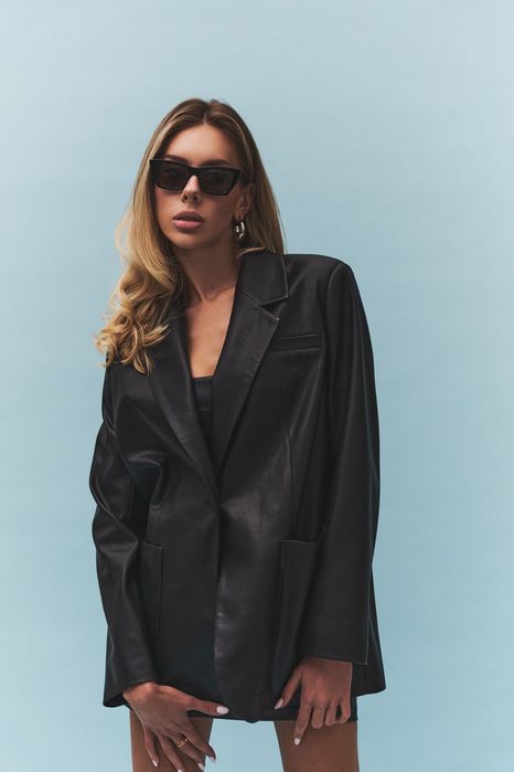 Шкіряний жакет чорний el milas brand