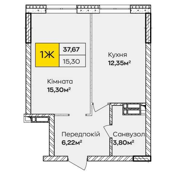 Розстрочка з мінімальним першим внеском. 1к квартира