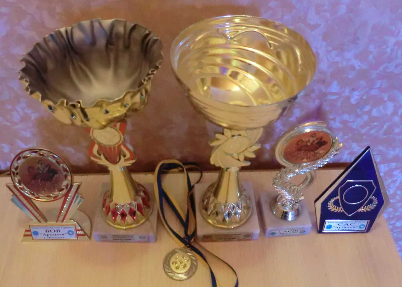 Чемпионский кубок собаки с выставок ККУ и медаль собаки