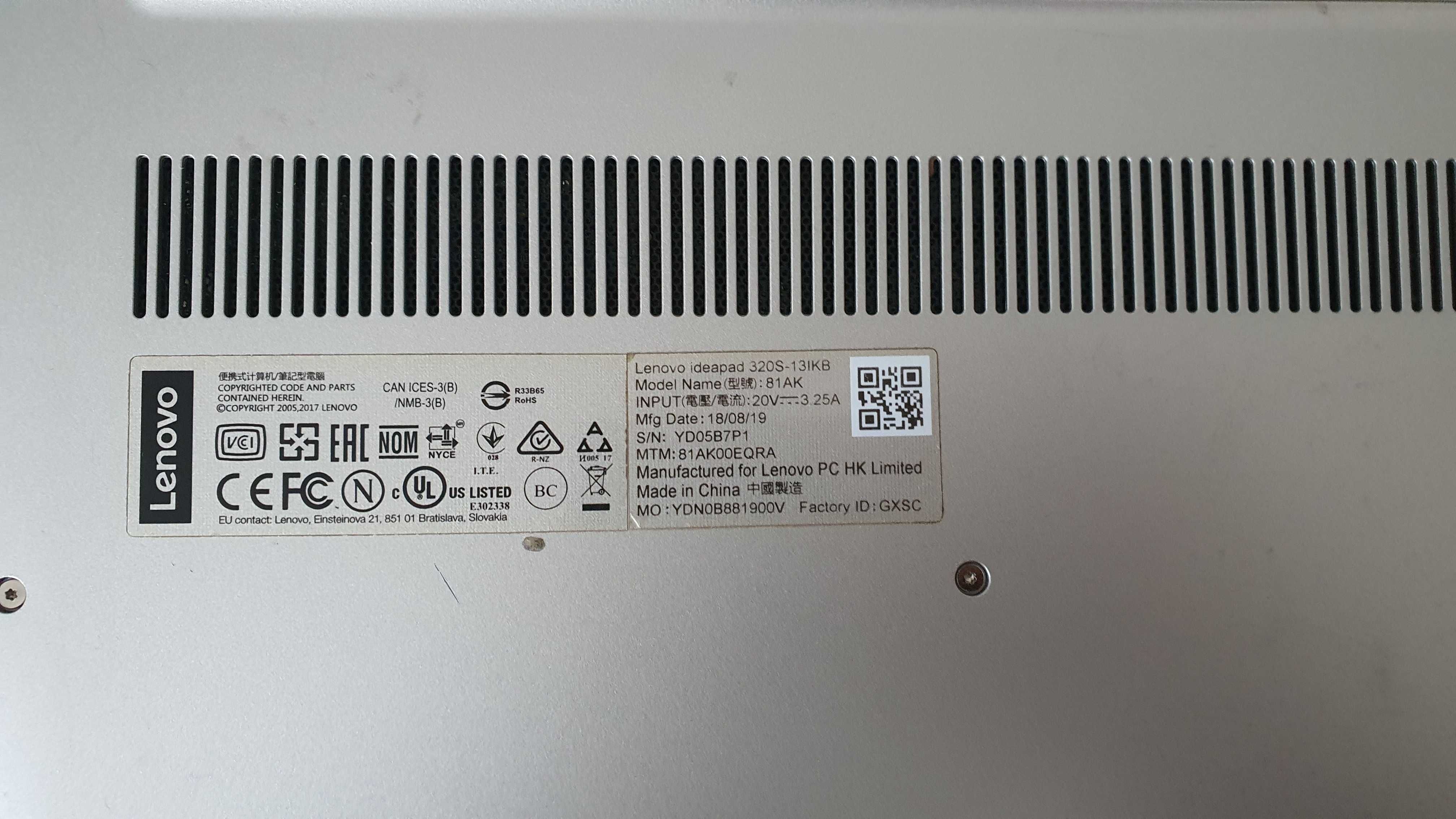 lenovo ideapad 320s-13ikb nvidia mx150 2GB Ram 8GB I3-7 покоління