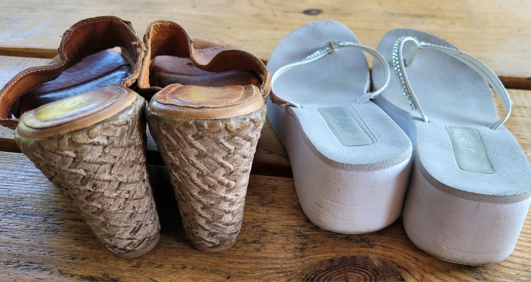 2 × koturny 38, japonki Azaleia, skórzane Simen