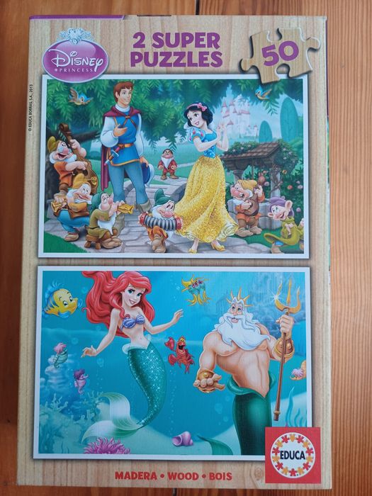 Puzzles de madeira Disney Princess, 50 peças