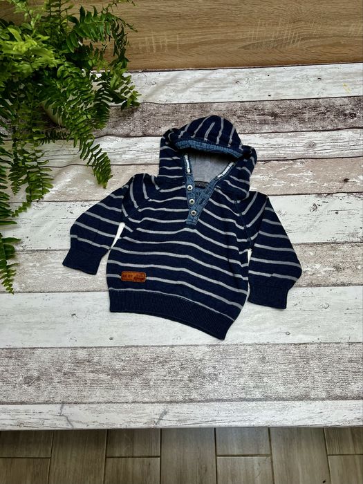 Bluza z kapturem, sweter, w paski, rozmiar 68