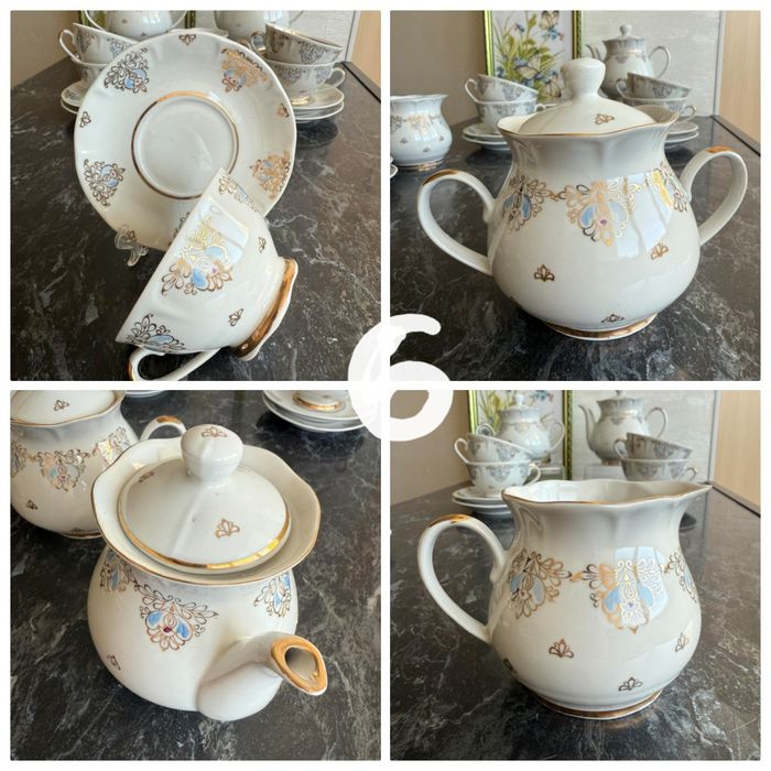 сервиз СССР сервіз кобальт посуд бутон золото вінтаж freiberger