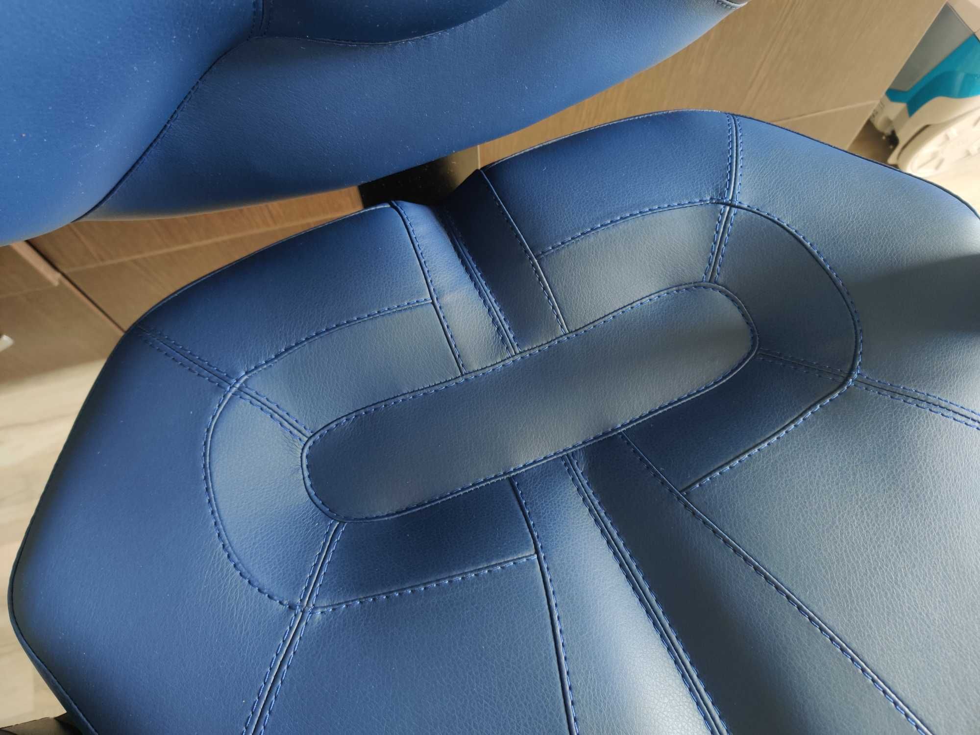 Эргономичное кожаное Кресло Kulik System ROYAL dark Blue темно синее